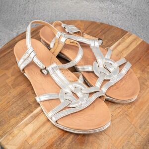 Born Strappy Sandals Pewter, Leather, Womens US Size 9